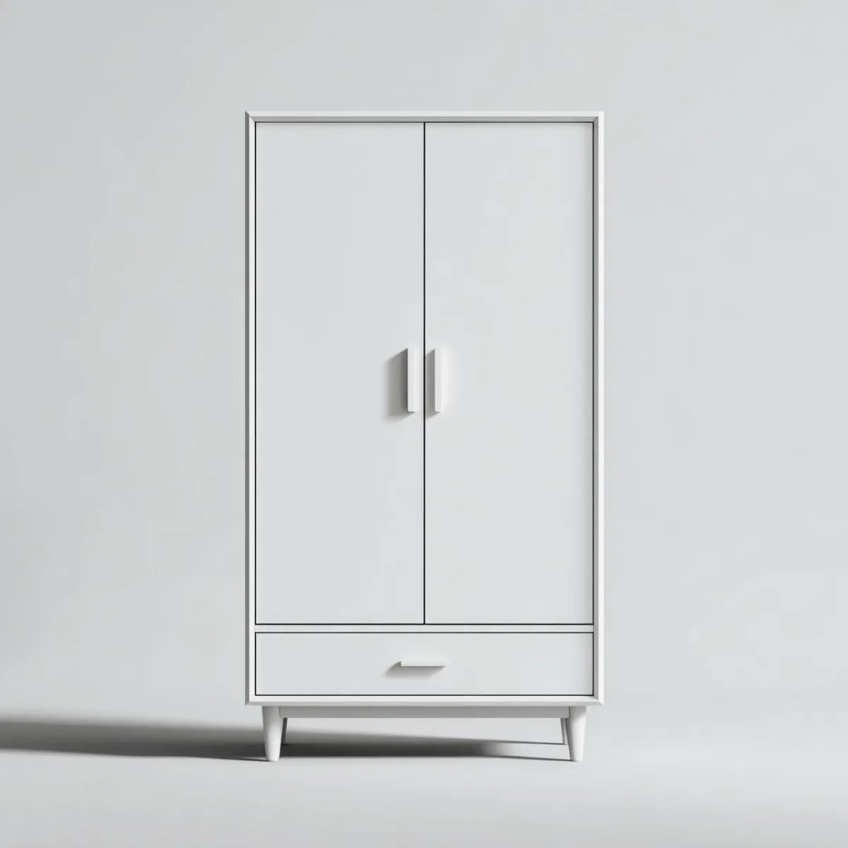 Szafa z białą sypialnią 2 drzwi 1 szuflada w panelach MDF 80 x 45 x 180 cm prostokątna