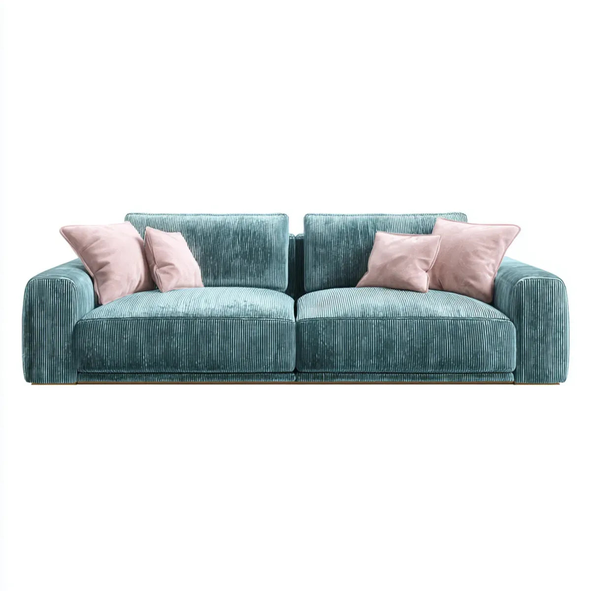 Sofa, 3 fotel morska zieleń 230 x 95 x 85 cm aksamit prostokątna poliester z 4 poduszkami