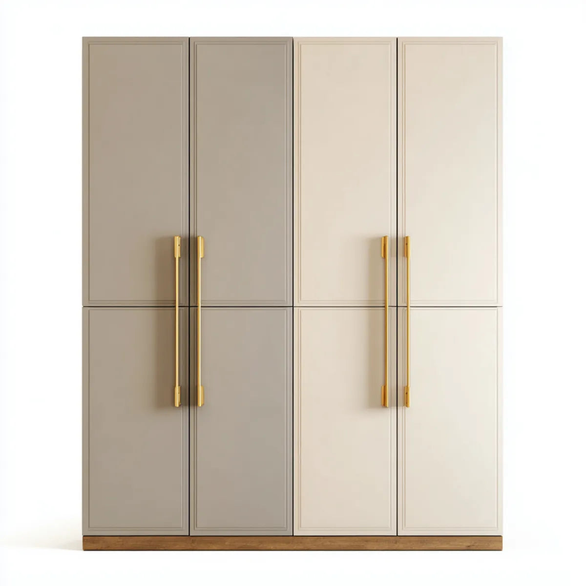 Szafa, Szafka sypialna 4 drzwi taupe kości słoniowej 200 x 60 x 240 cm w kształcie prostokątnym panele MDF