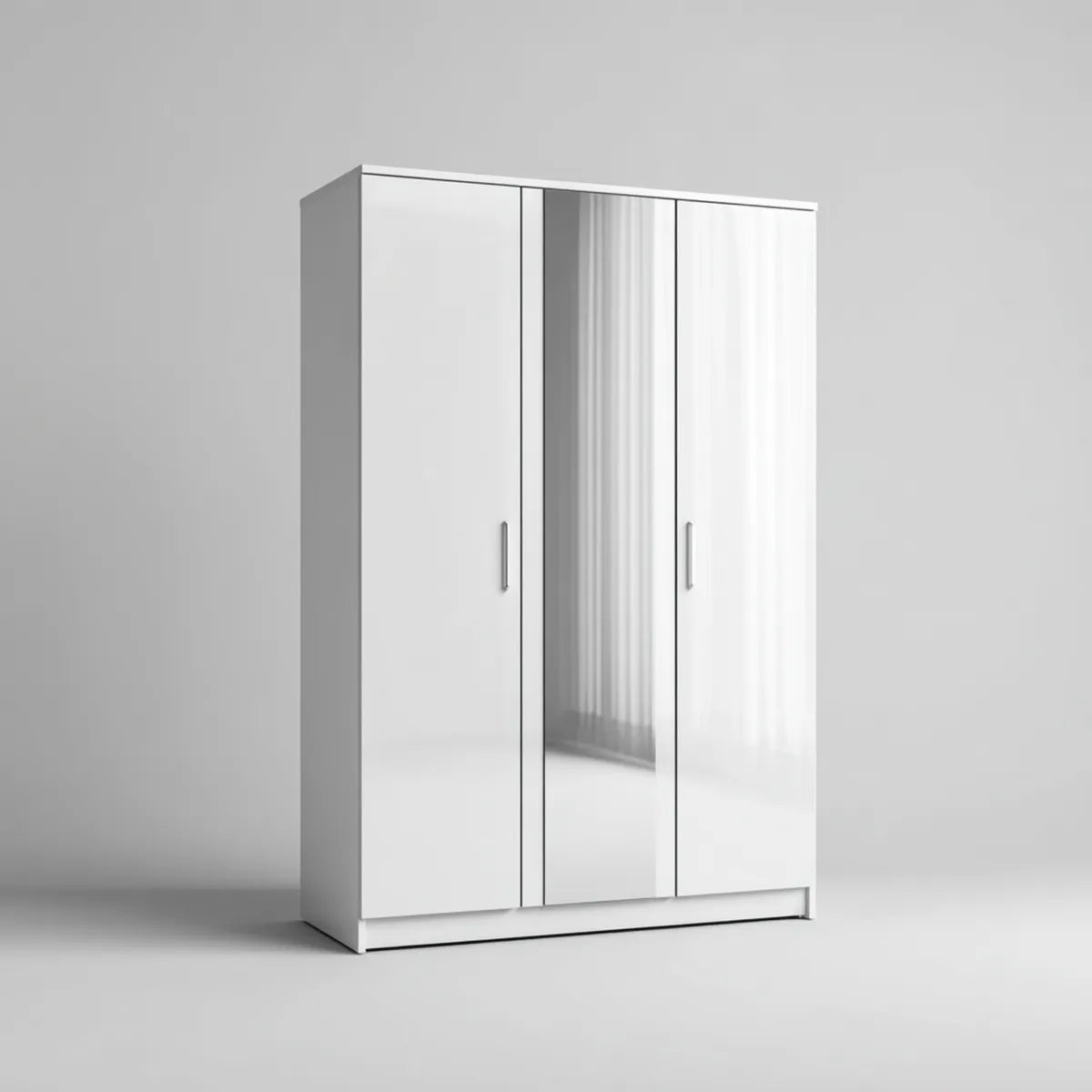 Szafa, Szafka 3 drzwi z białym lustrem 120 x 52 x 180 cm w prostokątnej melaminowanej płytce wiórowej