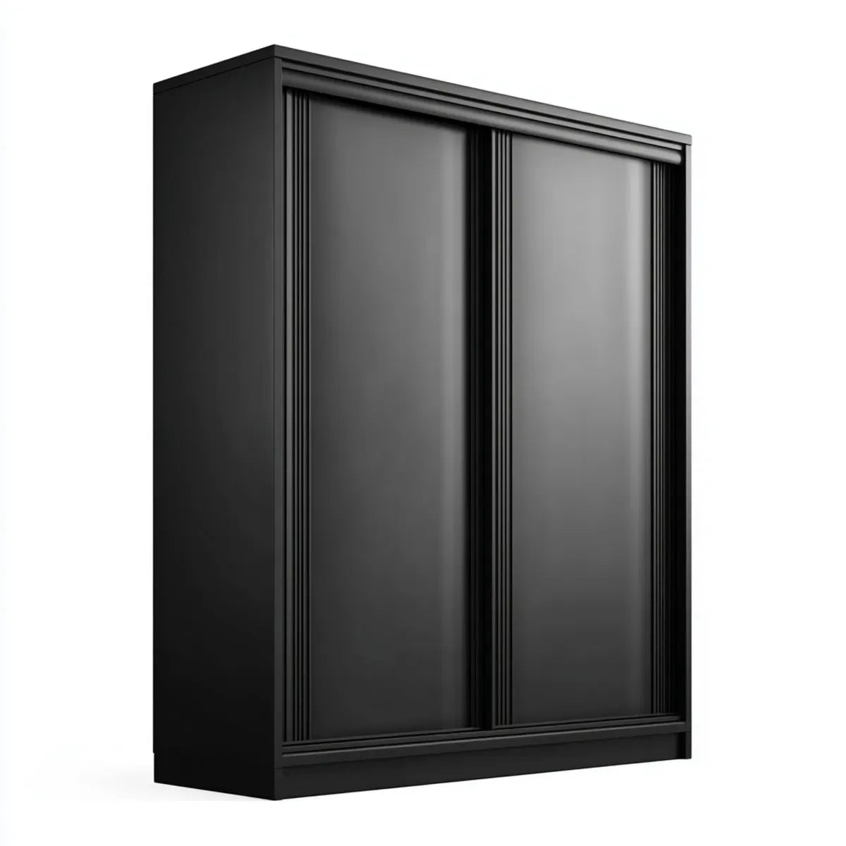 Szafa, Szafka z czarną sypialnią z 2 drzwiami przesuwnymi 160 x 60 x 200 cm w prostokątnych melaminowanych panelach MDF