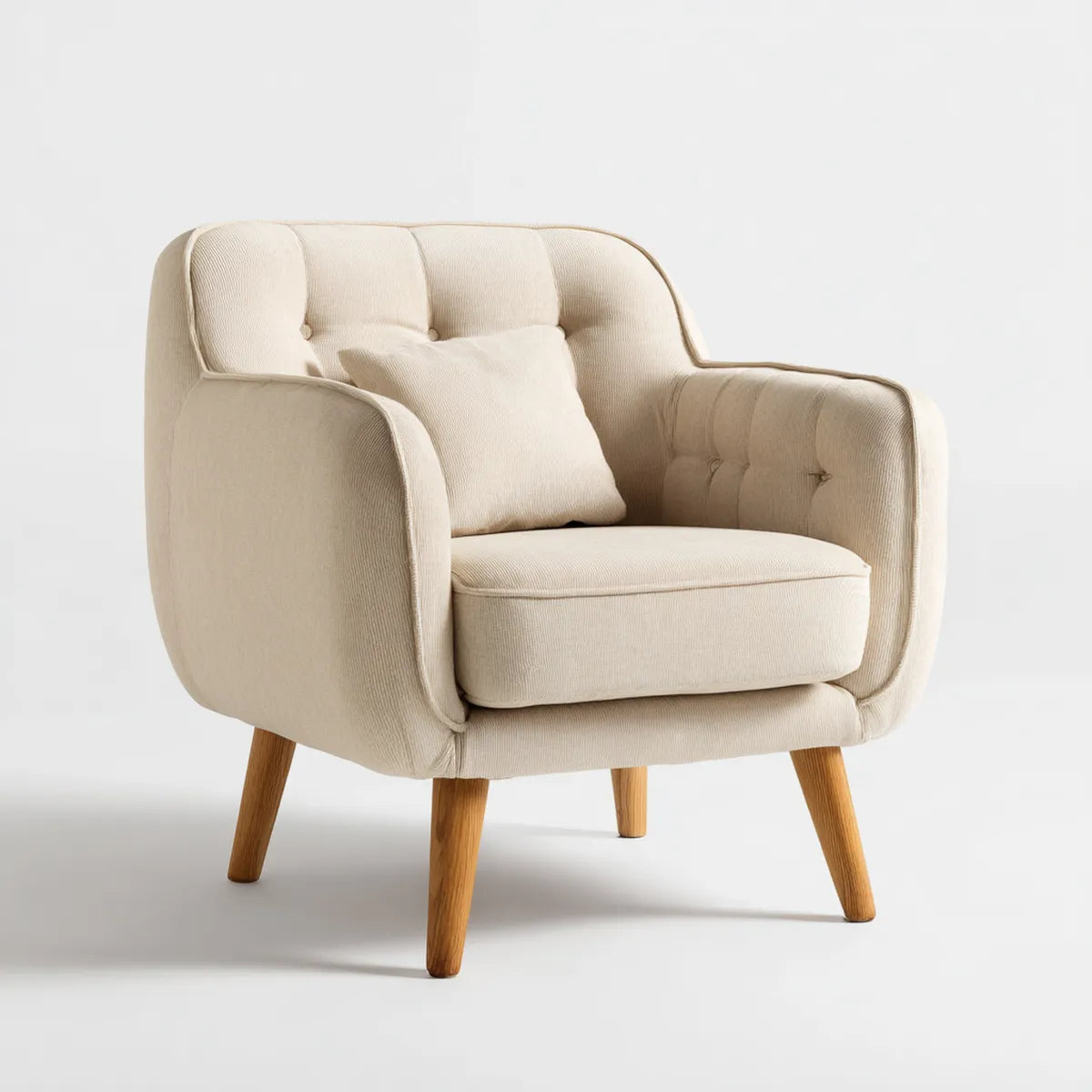Fotel, Beige capionne fotel wypoczynkowy 80 x 78 x 85 cm w poliestrowym, żebrowany aksamit okrągły