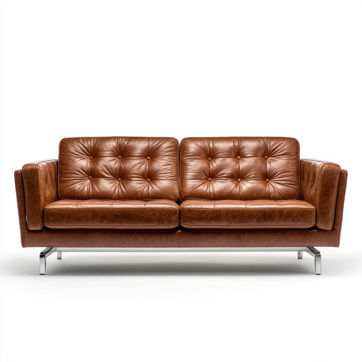 Sofa 3 brązowe siedzenia ze skóry syntetycznej PU 190 x 85 x 84 cm prostokątne