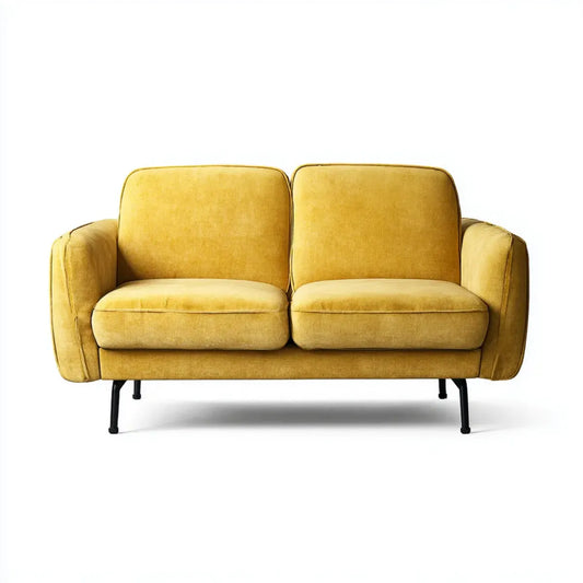 sofa 2-osobowa musztarda żółty 150 x 85 x 85 cm poliester aksamit ze stalowych nóg