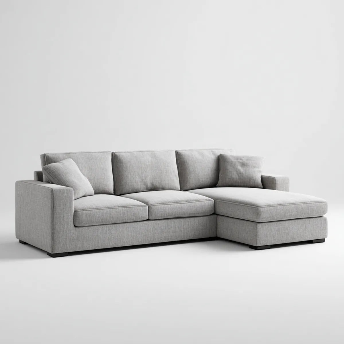 Sofa, Kanapa narożna z recyrkulatorem na prawej szarej, 250 x 160 x 85 cm prostokątnej poliestrowej