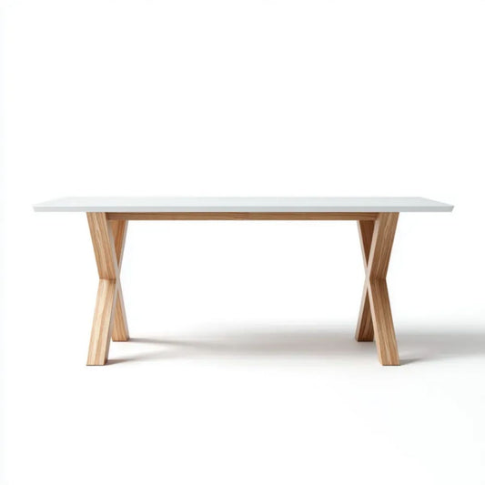 Stół do jadalni, Biały stół jadalny w MDF i Dębowy dąb 180 x 90 x 75 cm prostokątny