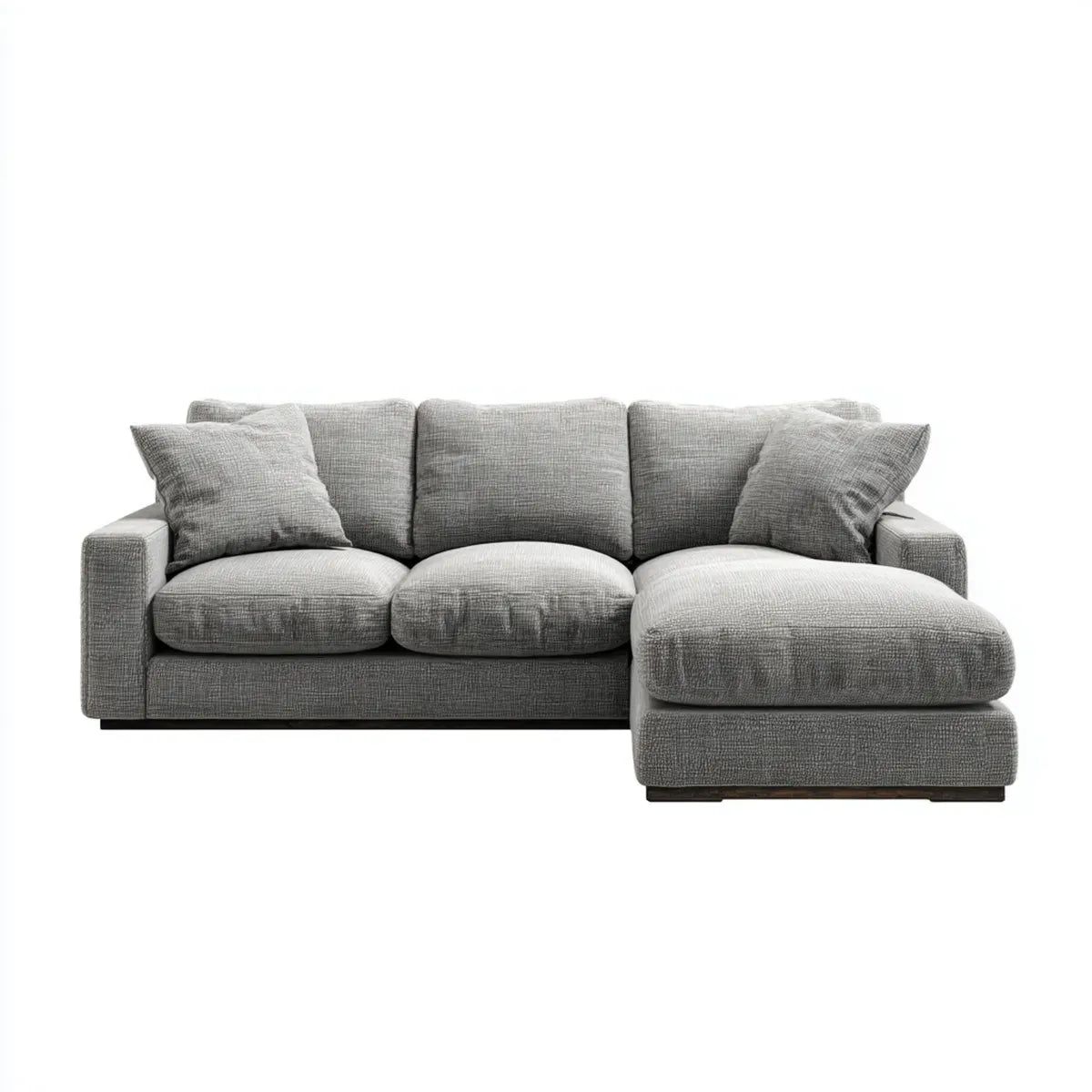 Sofa, Rożna sofa 3 miejsca szary z siekierą w prawo 260 x 160 x 85 cm w kształcie poliestru L