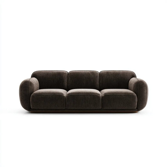 Sofa 3 ciemnobrązowe siedzenia w kołnierzowym aksamicie 210 x 90 x 75 cm