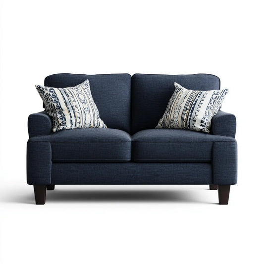 Sofa 2 ciemnoniebieskie miejsca 160 x 90 x 88 cm w prostokątnym kształcie poliestru