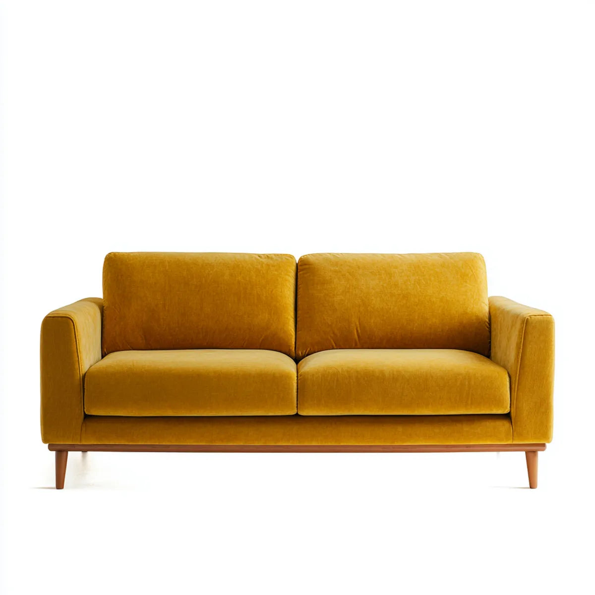 Sofa 2 musztarda w prostokątnym aksamicie poliestrowym 170 x 84 x 83 cm