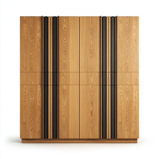Szafa z bramami z dębu naturalnego i czarnego 240 x 60 x 220 cm MDF fornirowany prostokątna dąb