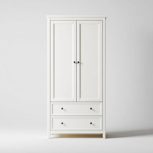 Szafa 2-drzwiowa z 2 szufladami biały prostokątna MDF 90 x 50 x 200 cm