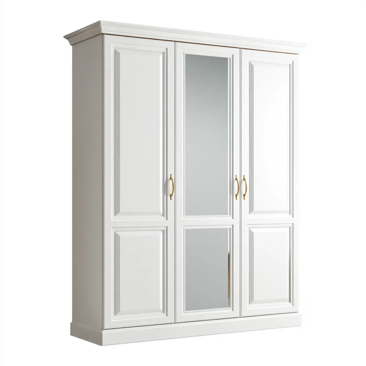 Szafa 3 białe drzwi z lustrem 180 x 60 x 220 cm w prostokątnym MDF