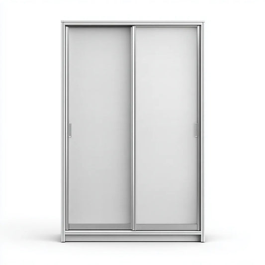 Szafa, Szarbata srebrna szafa drzwiowa 120 x 60 x 200 cm w melaminowanych panelach MDF i prostokątnym aluminium