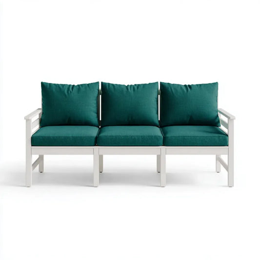 Sofa ogrodowa, 3-fotelowy taras sofa Biała benzyna 180 x 70 x 75 cm Aluminiowy poliester prostokątna