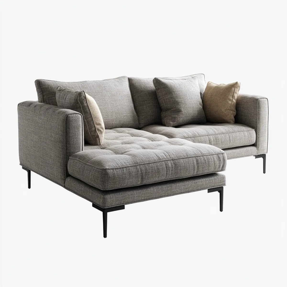Sofa, Kanapa narożna 3 fotele z lewym półwyspem poliestrowym 240 x 160 x 85 cm