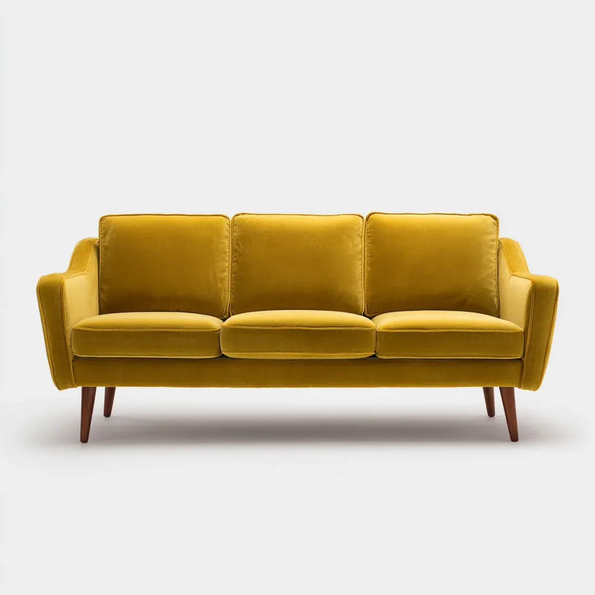 Sofa, 3 fotela w poliestrowym aksamicie z litymi nóżkami z drewna 190 x 82 x 85 cm prostokątna