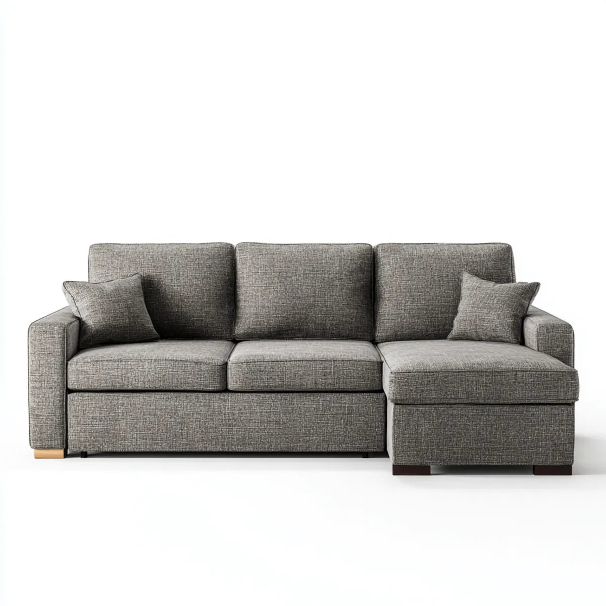 Sofa, Kanapa narożna z szewcem z prawej poliestru 280 x 160 x 85 cm do L