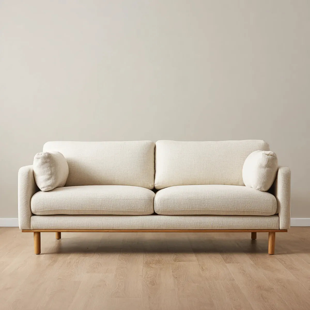 Sofa 3 beżowe fotele 200 x 90 x 84 cm poliestrowa powłoka prostokątna