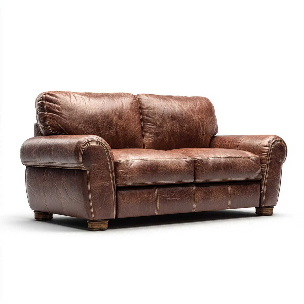 Sofa 2 brązowe siedzenia w PU efekt skóry 170 x 95 x 90 cm prostokątna