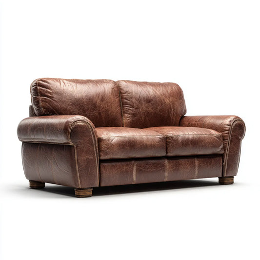 Sofa 2 brązowe siedzenia w PU efekt skóry 170 x 95 x 90 cm prostokątna