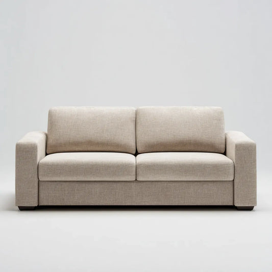 Sofa 2 beżowe fotele 160 x 85 x 82 cm w prostokątnym poliestrze