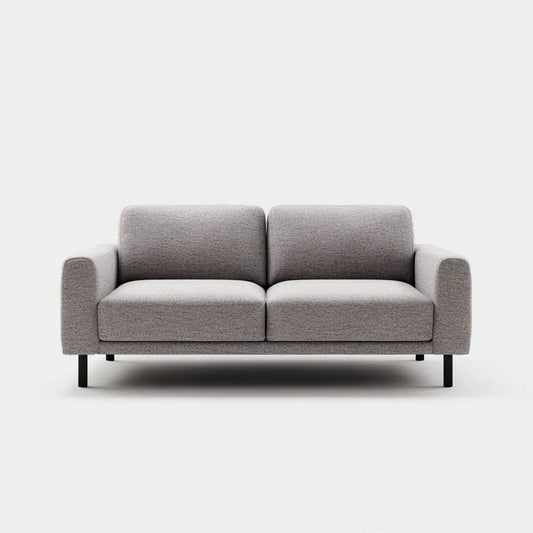 Sofa, Szara sofa poliestrowa o prostokątnej strukturze sklejki 160 x 85 x 82 cm