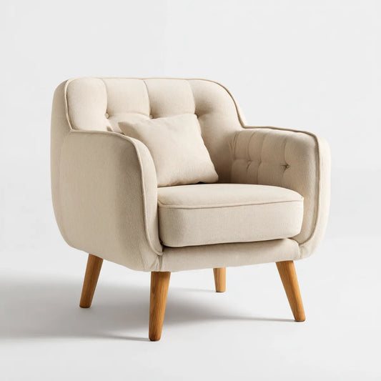 Fotel, Beige capionne fotel wypoczynkowy 80 x 78 x 85 cm w poliestrowym, żebrowany aksamit okrągły