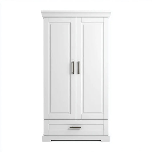 Szafa, Szafka sypialna 2 białe drzwi w prostokątnym MDF 100 x 55 x 200 cm