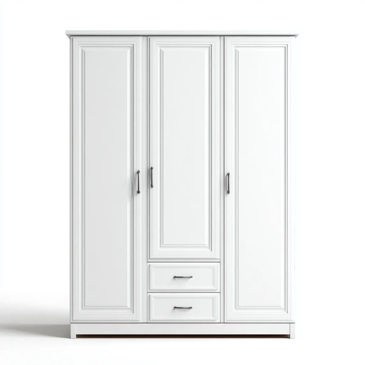 Szafa, Biała szafa prostokątna 3 drzwi 2 szuflady 180 x 60 x 220 cm MDF