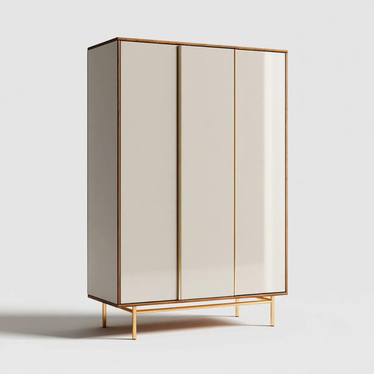 Szafa, Szafka 3 drzwi z kości słoniowej 150 x 60 x 200 cm prostokątne płyty MDF