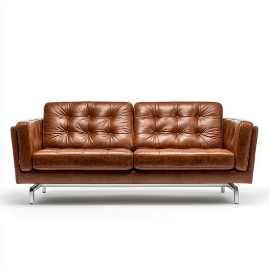 Sofa 3 brązowe siedzenia ze skóry syntetycznej PU 190 x 85 x 84 cm prostokątne